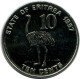 10 CENTS 1997 ÉRYTHRÉE ERITREA UNC Bird Ostrich Pièce #M10301.F - Eritrea