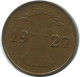 1 REICHSPFENNIG 1927 A GERMANY Coin #AE198.U - 1 Renten- & 1 Reichspfennig