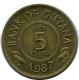 5 CENTS 1987 GUYANA Coin #AR943.U - Guyana