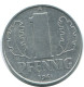 1 PFENNIG 1961 A DDR EAST DEUTSCHLAND Münze GERMANY #AE041.D - 1 Pfennig