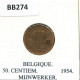 50 CENTIMES 1954 FRENCH Text BÉLGICA BELGIUM Moneda #BB274.E - 50 Centimes