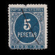 Alfonso XIII.1898-9.CIFRA Azul.5p.Cancelación Manual .Alemany 41 - Usados