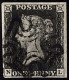 GBR SC #1 U (N,L) 1840 Q Victoria 4 Margins W/black MC Cancel CV $350.00 - Gebraucht