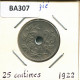 25 CENTIMES 1922 DUTCH Text BÉLGICA BELGIUM Moneda #BA307.E - 25 Cents