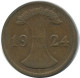 2 RENTENPFENNIG 1924 E ALEMANIA Moneda GERMANY #AE274.E - 2 Rentenpfennig & 2 Reichspfennig