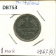 1 DM 1967 G WEST & UNIFIED GERMANY Coin #DB753.U - 1 Marco