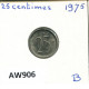 25 CENTIMES 1975 FRENCH Text BELGIUM Coin #AW906.U - 25 Centimes
