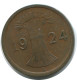 1 REICHSPFENNIG 1924 A GERMANY Coin #AE212.U - 1 Renten- & 1 Reichspfennig