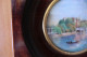 Delcampe - Ancienne Peinture Miniature Paysage Avec Personnages Sur Une Barque Sur L'eau Et Un Pont - - Radierungen