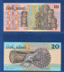 COOK ISLANDS - SET P. 4 + P. 5 –  10 + 20 Dollars ND (1987) UNC, S/n BAJ 000421 + CAJ 000421 LOW NUMBER - Isole Cook