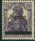 1920, 15 Pfg. Germania "SARRE" Postfrisch Geprüft Burger BPP - Michel 7cI - Neufs