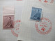 DR Böhmen Und Mähren Hitler Marken Auf Papier 1942 Roter Sonderstempel Brünn 1 Führers Geburtstag / 8 Stk. / Teils OR - Used Stamps