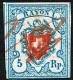 TIMBRE OBLITERE . PAPIER MINCE BLEU CLAIR CROIX NON ENCADREE 1851 C/.S.B.K. Nr:17II.Ab4. Y&TELIIER Nr:20. - 1843-1852 Kantonalmarken Und Bundesmarken