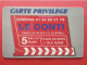 Cinécarte Ciné LE CONTI Carte Privilège   (BH0621 - Bioscoopkaarten