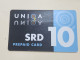 SURINAM-(SR-UNI-0010-091231)-prepiad Card-(SRD10)-(black/blue)-(9835-5481-51835)-(31.12.09)-used Card+1card Prepiad Free - Suriname
