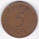 Ile Maurice , 5 Cents 1945 , George VI, KM# 20 - Mauricio