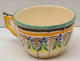 -TASSE ANCIENNE CERAMIQUE HB QUIMPER FLEURS VERTES JAUNES BLEUES Collection  E - Quimper/Henriot (FRA)