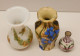 -3 ANCIENS VASES MINIATURES 1 OPALINE 1 CERAMIQUE Avec émail 1 PORCELAINE  E - Other & Unclassified