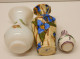 Delcampe - -3 ANCIENS VASES MINIATURES 1 OPALINE 1 CERAMIQUE Avec émail 1 PORCELAINE  E - Andere & Zonder Classificatie