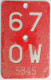 Velonummer Obwalden OW 67 - Kennzeichen & Nummernschilder