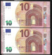 New Issue 2023! Greece LOT 2 PIECES 10 EURO Consecutive Numbers "Y" 12 UNC! LAGARDE Signature!!  "Y"   Printer Y012F5 !! - 10 Euro