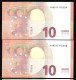 New Issue 2023! Greece LOT 2 PIECES 10 EURO Consecutive Numbers "Y" 12 UNC! LAGARDE Signature!!  "Y"   Printer Y012F5 !! - 10 Euro