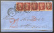 Grande Bretagne Lettre Sept 1872 N°26 Bande De 4 + 1 Rouge Brun Oblitéré De Birmingham Killer 75 Pour STOCKHOLM TTB - Brieven En Documenten