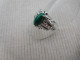 Bague En Argent Massif 925, Cabochon Malachite Naturelle Verte Taille 56 - Ringe