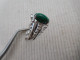 Bague En Argent Massif 925, Cabochon Malachite Naturelle Verte Taille 56 - Ringe