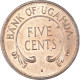 Monnaie, Ouganda, 5 Cents, 1966 - Ouganda