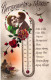 COUPLES - Thermomètre De L'Amour - Couple S'embrasse - Fleur - Carte Postale Ancienne - Paare