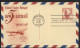 UXC3var Air Mail Postal Card THINNED DIVIDING LINE TOP FDC Fleetwood 1960  - 1941-60