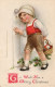 Young Boy With Basket"To Wish You A Merry Christmas" - Ellen Clapsaddle Antique Wolf & Co.postcard - Clapsaddle