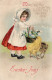 Pretty Young Lady In White Bonnet "Many Joys This Easter"1916 - Ellen Clapsaddle Antique Postcard - Clapsaddle