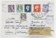 FRANCE CHAINE 10C+30C+ MERCURE DULAC SUR ENTIER 1FR20 IRIS CP CAEN 1945 POUR HELVETIA SUISSE + ZENTR FESTUNG SARGANS - Postmarks