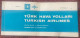 T.H.Y. TURKISH AIRLINES ,TICKET ,1972 - Europe