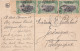 CONGO BELGE  CP Bureau Des Postes à Boma  3TP Mols Surcharge Obl LEOPOLDVILLE 18 Novembre 1909 Vers Jodoigne - Covers & Documents