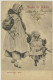 AUGURI DI FELICITà -BAMBINE BAMBINA GIOCATTOLI MARIONETTA -VIAGG.1908 - Groupes D'enfants & Familles