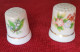 Lot De 2 Dés à Coudre De Collection En Porcelaine (thème Fleurs) - Thimbles