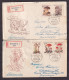 Czechoslovakia 1958 - Lot Of 4 First Day Covers Mostly Sent By Registered Mail To Sisak, Various Topic, Nice / 6 Scans - FDC