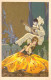 ILLUSTRATION NON SIGNES - Pierrot Est Sa Cithare Joue Pour Une Dame En Robe - Carte Postale Ancienne - Ohne Zuordnung