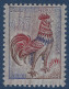 Coq De DECARIS N°1331 0.25c Variété D'impression Très Brouillée Par Defaut D'essuyage  Signé TTB - 1962-1965 Hahn (Decaris)