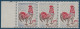 Coq De DECARIS N°1331** 0.25c Bande De 3 Impression Du Bleu Dégradée De Normal à Quasi Absent Spectaculaire & TTB - 1962-1965 Haan Van Decaris