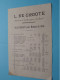 L. DE GROOTE Boulevard De ROOIGEM 92 > GAND ( Depliant Prix Courant / Prijslijst ) 1921 ( Zie/Voir Scan ) ! - Publicidad