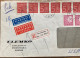 SWEDEN-1967, COVER REGISTER, USED TO USA, EXPRESS & AIRMAIL VIGNETTE, 12 MULTI STAMP, FIGURES, KING GUSTAV, STOCKHOLM CI - Lettres & Documents