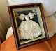 MINIATURE Framed Cream Taffeta And Lace Wedding Dress Collectible - 32 Cm X 26 Cm - Otros & Sin Clasificación