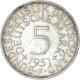 Monnaie, République Fédérale Allemande, 5 Mark, 1951, Stuttgart, TTB+ - 5 Mark