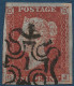 N°3D 1 Penny Brun Rouge Variété Tete D'ivoire (Die I PL52) + BROKEN FRAME Obl Chiffre 1 Dans Croix De MALTE TTB & RR - Nuevos