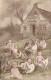 FANTAISIE - Les Bébés Dans Les Oeufs Pour Heureuses Pâques - Carte Postale Ancienne - Neonati