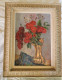 Rare Peinture Toile 55X38 Cm Tableau Artiste Victor Carlu Nature Morte Roses Pichet - Tempere